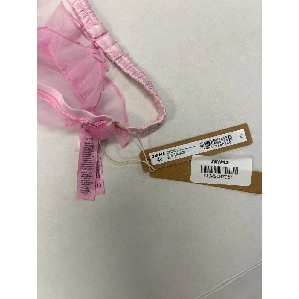 SKIMS Embroidered Tulle Triangle Bra Bubble Gum Size Small NWT - Picture 6 of 6